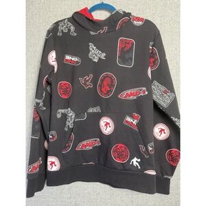 AND1 Boys Fadeaway Pullover Hoodie Sweatshirt Basketball Black Red Size XXL/2XL